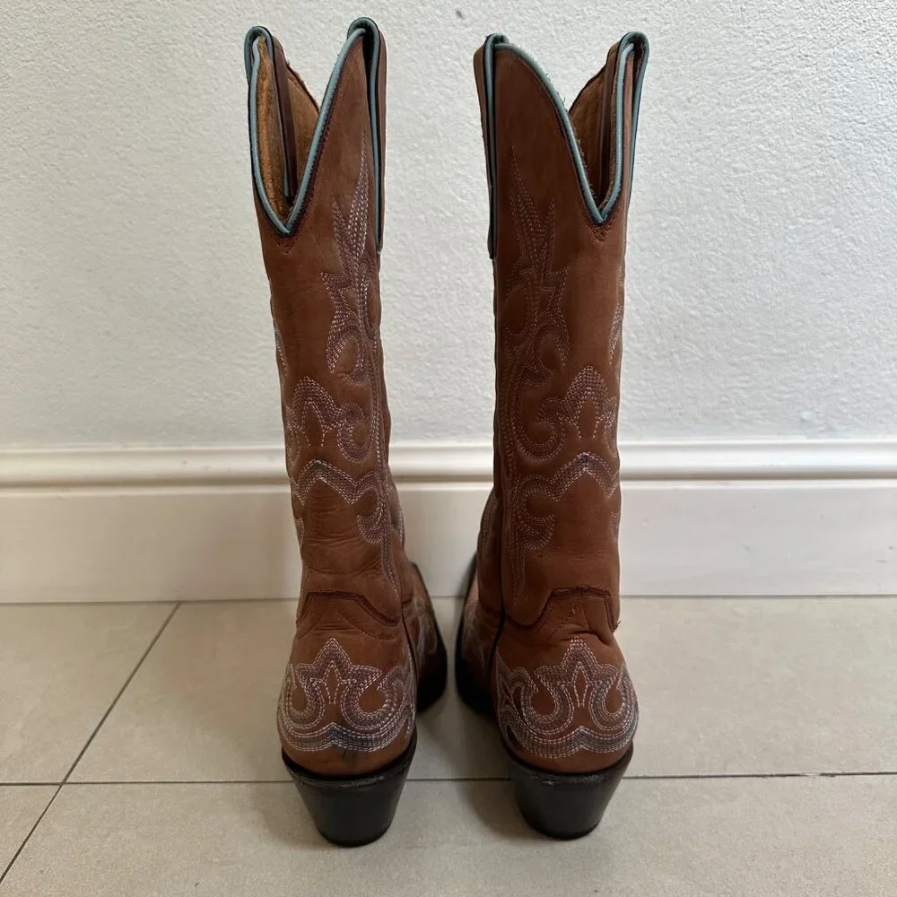 Lane by Anna Harris Brown Rodeo Cowgirl Leather Boots Size 7 - Picture 3 of 14